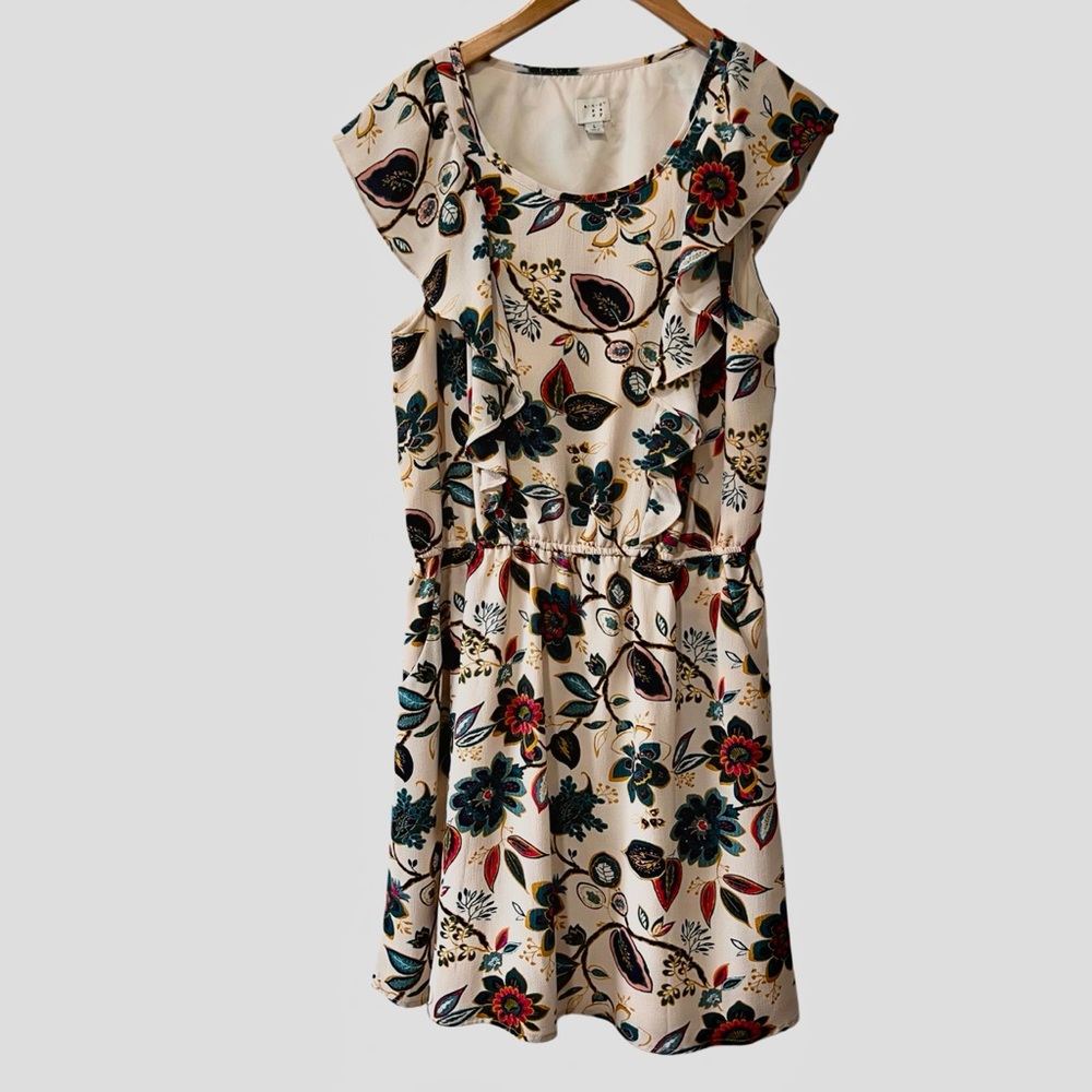 Black and Blue Flutter Sleeve Mini Sundress Size Large